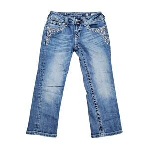 Y2k Miss Me Low Rise Embellished Capri Jeans Women's Size 27